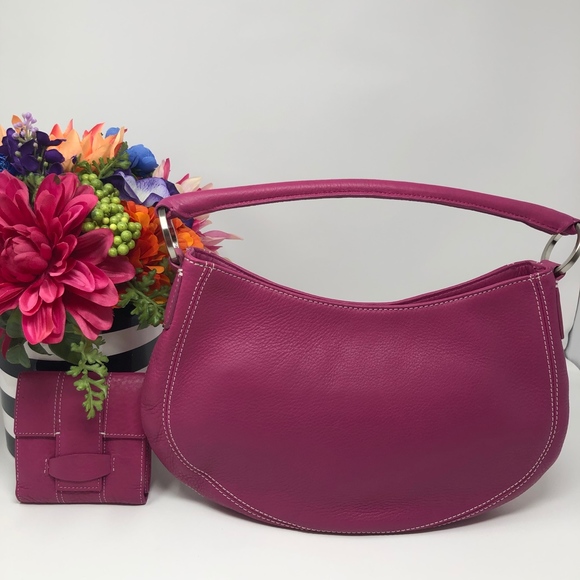 Ann Taylor Handbags - Ann Taylor Fuchsia Leather Satchel with wallet